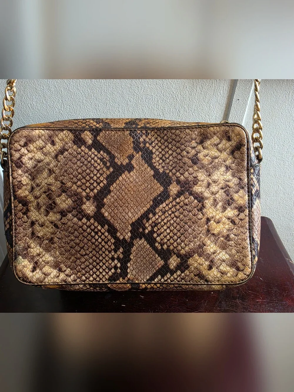 Michael Kors Tan Snake-Print Crossbody Bag